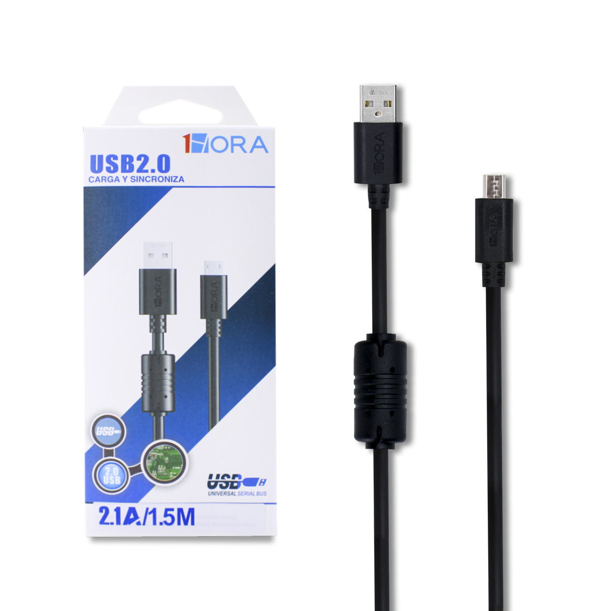 Grillo Colectivo Hermano Cable Micro USB V8 de 1.5 metros, Carga de 2.1 Amperios 1Hora E560 -  Playbox Electronics