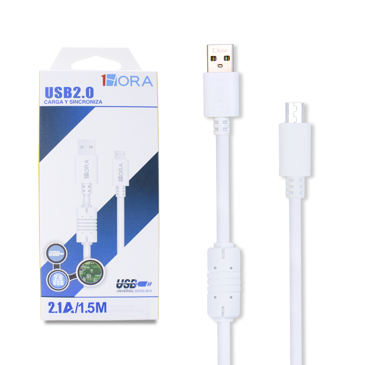 Cable USB 1Hora 2 metros, Entrada y Salida Tipo C, Carga Rápida 2.1A; Negro