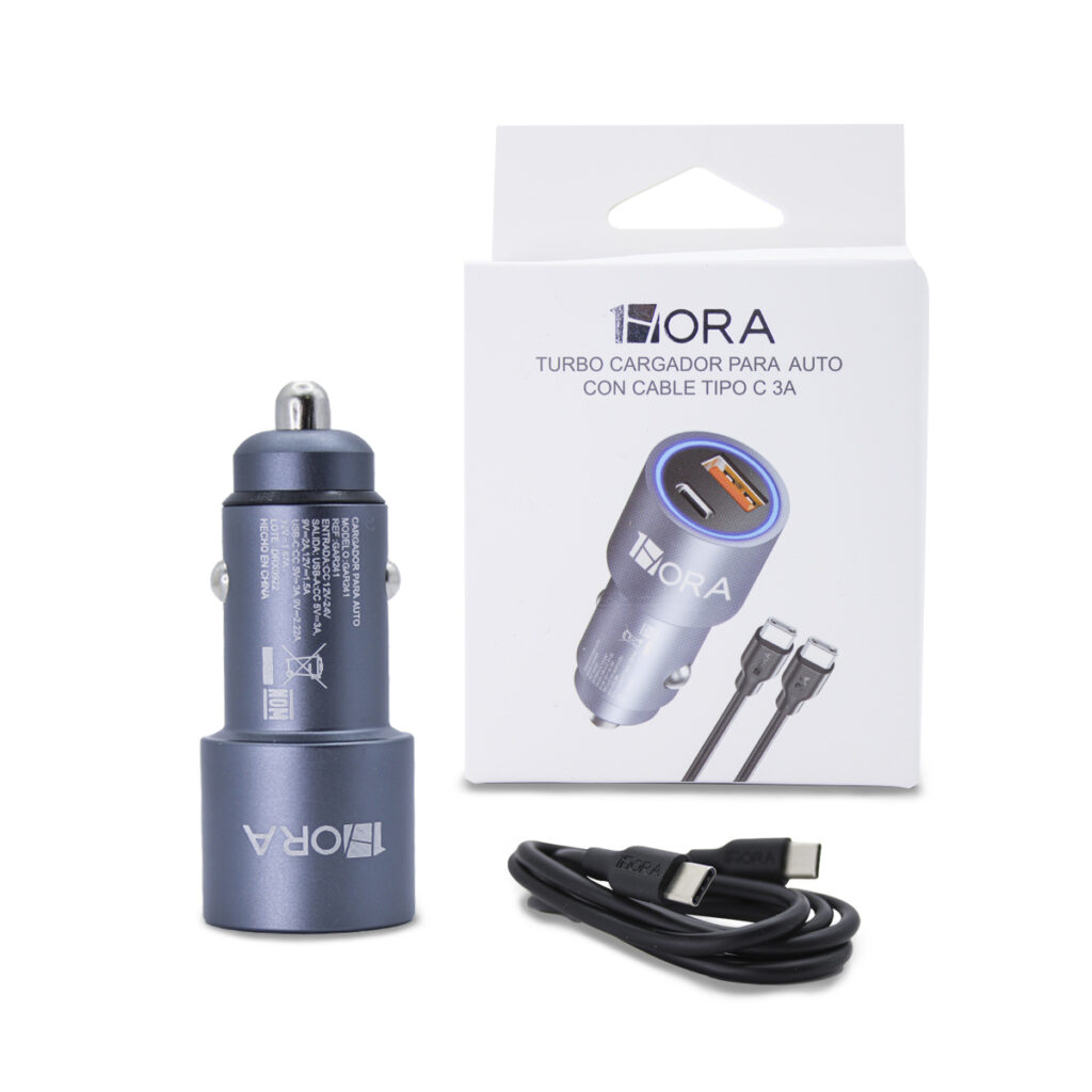 Turbo Cargador para Auto con Cable Tipo C de 3A 1Hora GAR241 - Playbox ...