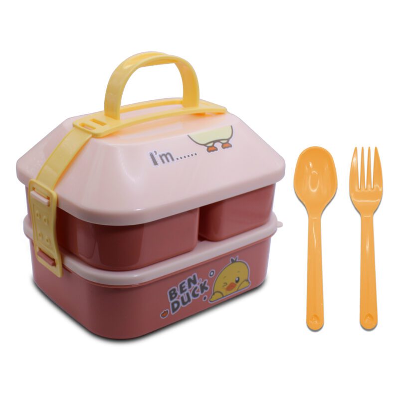 Tupper, Contenedor para Lunch, Bento de 2 Niveles con Tres Contenedores y Cubiertos YUDA16117 - Imagen 8