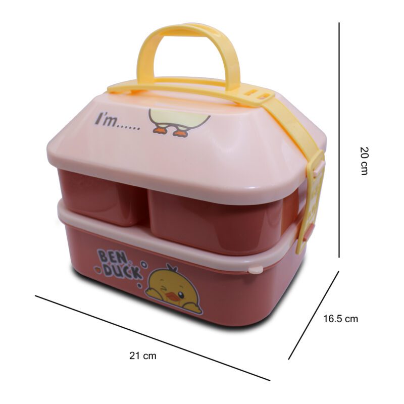 Tupper, Contenedor para Lunch, Bento de 2 Niveles con Tres Contenedores y Cubiertos YUDA16117 - Imagen 14