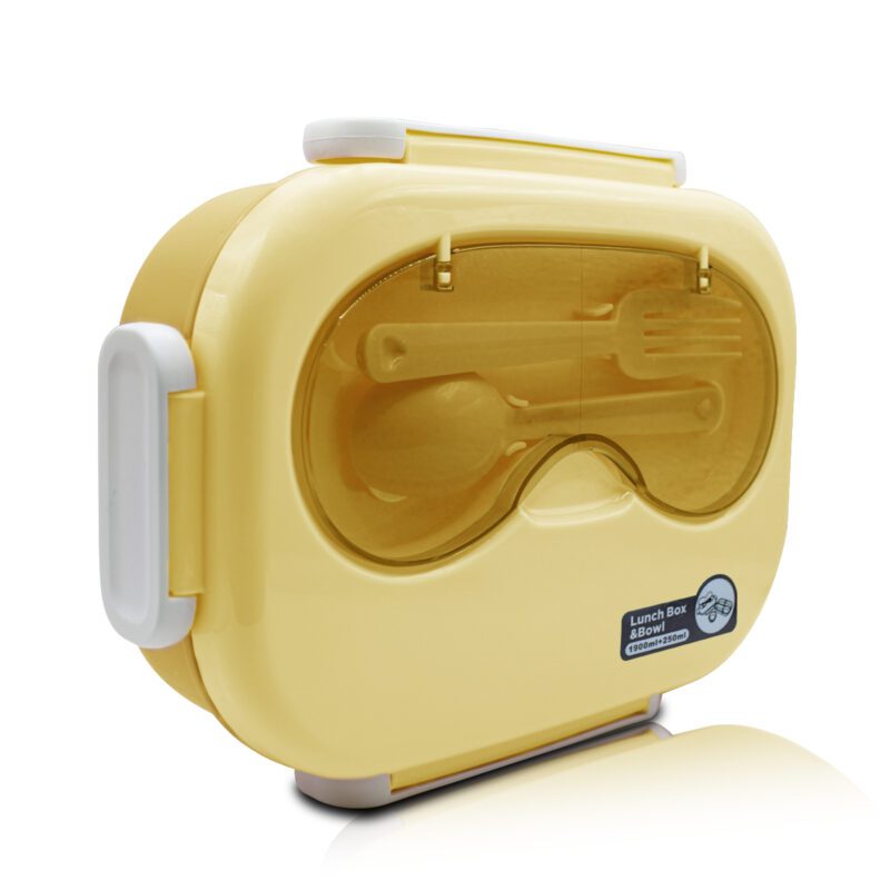 Tupper, Contenedor para Lunch Rectangular con Tres Divisores, Contenedor para Sopa y Cubiertos YUDA16289