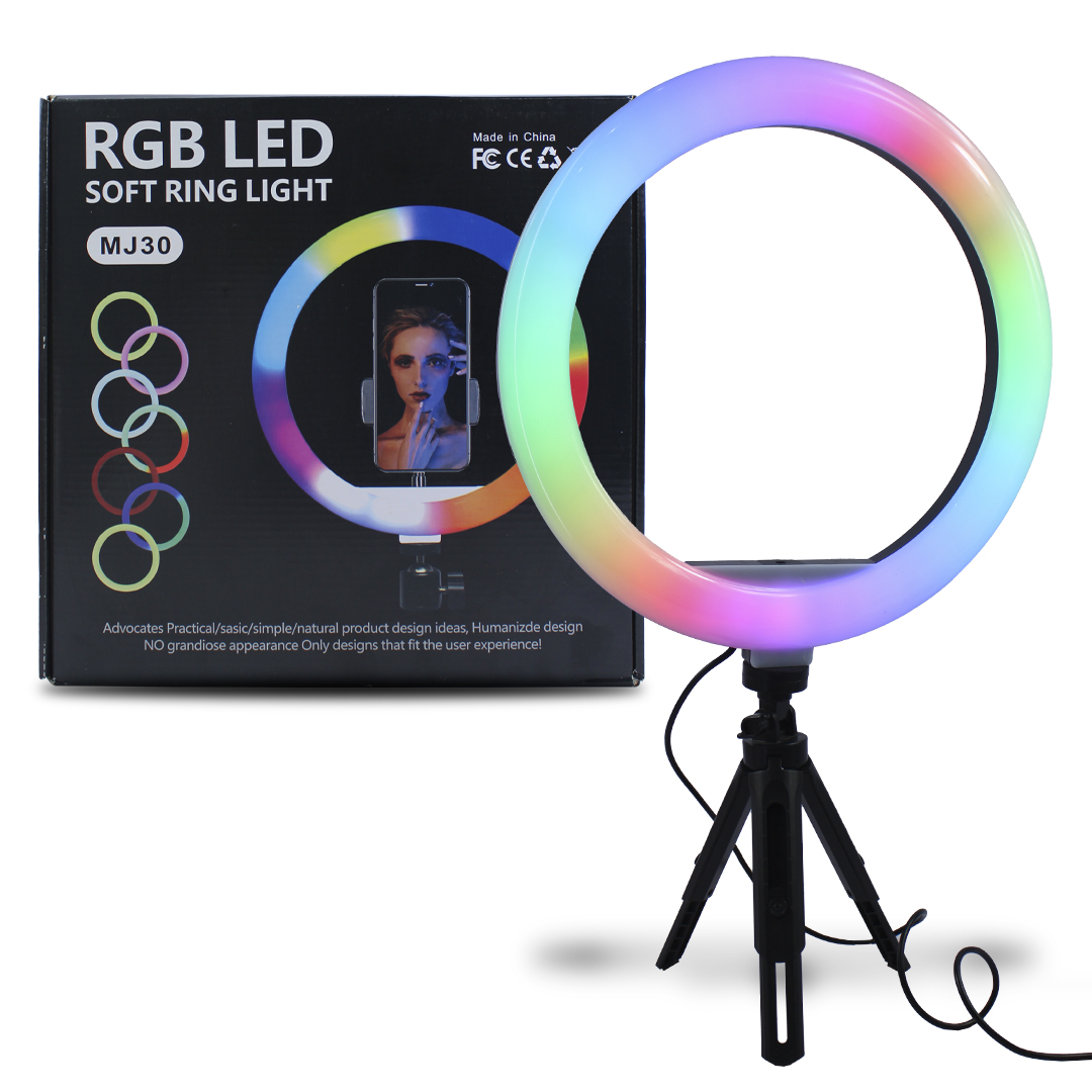 Aro de luz Led 12” RGB Multicolor con Control Remoto y tripie - Fotomecánica