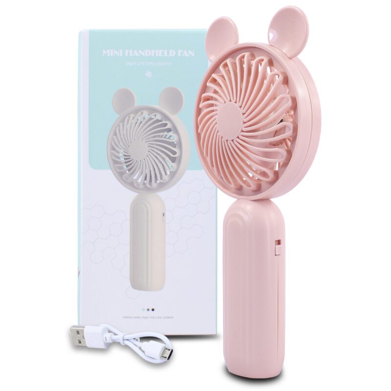 Mini ventilador de mano Ventilador portátil para acampar o practicar deportes Ventilador de mesa de escritorio personal, con orejas - Imagen 8