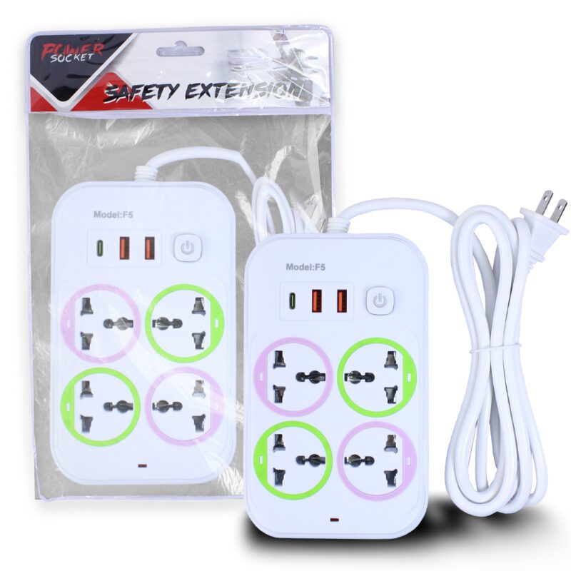 Extensión Multicontacto cuadrada con 4 Salidas de Enchufe y 4 salida USB 3.0 Carga Rápida 2 metros de Cable - Imagen 13
