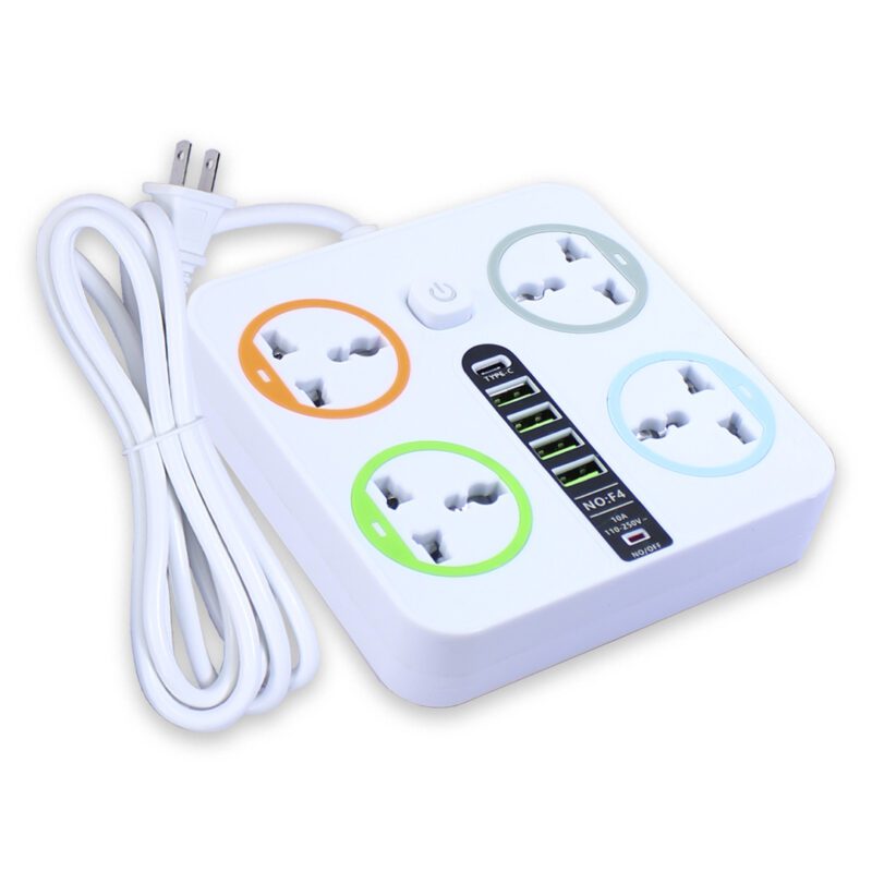 Extensión Multicontacto cuadrada con 4 Salidas de Enchufe y 4 salida USB 3.0 Carga Rápida 2 metros de Cable - Imagen 10