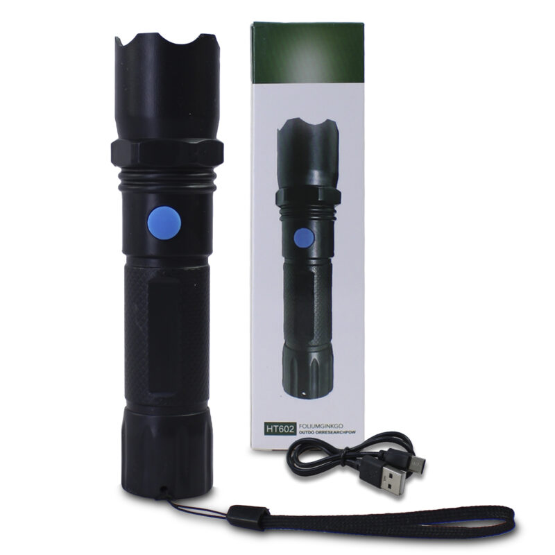 Linterna de Mano Recargable USB, Alcance de Hasta 200 Metros DT915