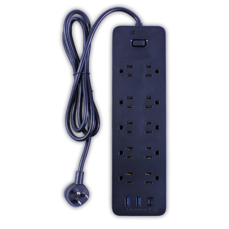 Extensión Multicontacto 1 Hora 10 Enchufes Universal Con 2 Conectores USB 20W 1 metro de Cable - Imagen 2