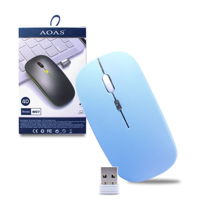 Mouse Inalambrico Silenciosoa Uso De Oficina Recargable BT 5.0 Adaptador 2.4G Con Luz RGB PLAYBOX PBM36 - Imagen 2